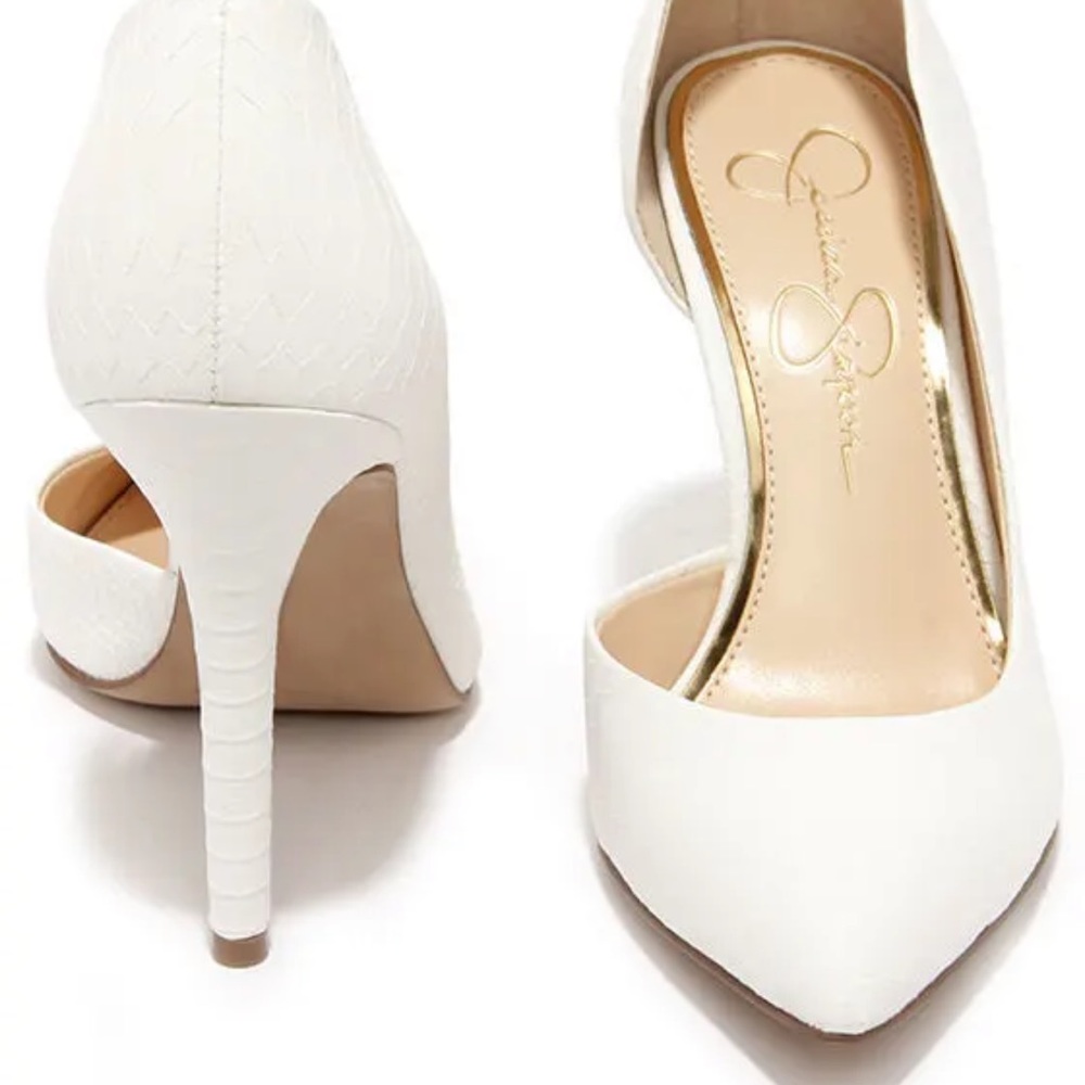Jessica Simpson Claudette Powder White Snakeskin D'Orsay Pumps - NEW IN BOX 9.5